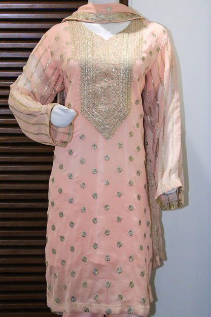 3pc Chiffon Embroidered Dress DR0001